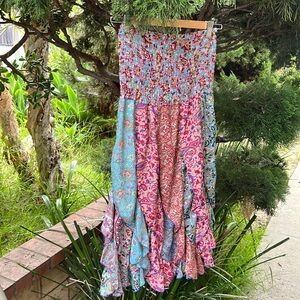 India Boutique Multicolor Patterned strapless tube top Dress s/m‎